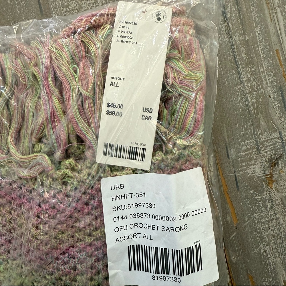 🆕 UO Out From Under Crochet Sarong Purple Rainbow Boho Swim Cover-Up - Picture 6 of 6